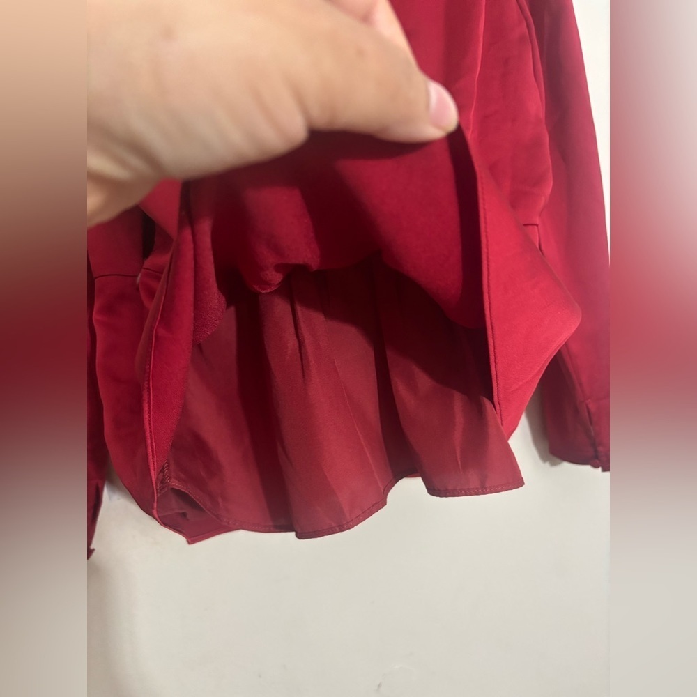 J Crew Long-Sleeve Peplum Top in Satin-Crepe Red Women's 2 - Picture 6 of 15